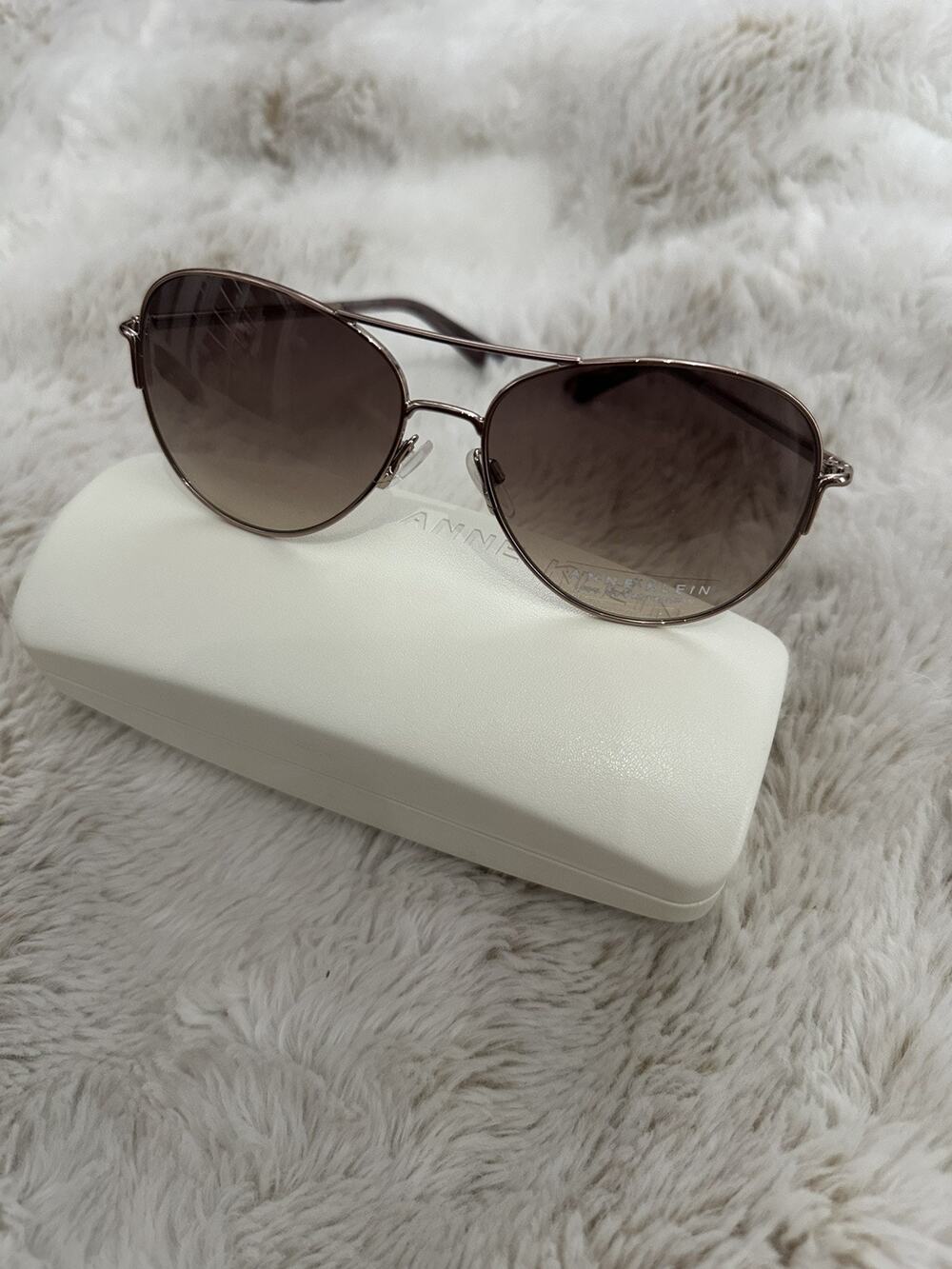 NEW Aviators Womens Anne Klein AK7007 Rose 59-14-135 Sunglasses